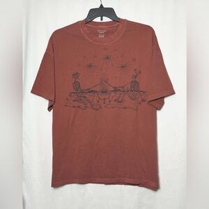 American Eagle Women’s Oversized  Fourth Of July Fire Work Graphic Tee Red XXL